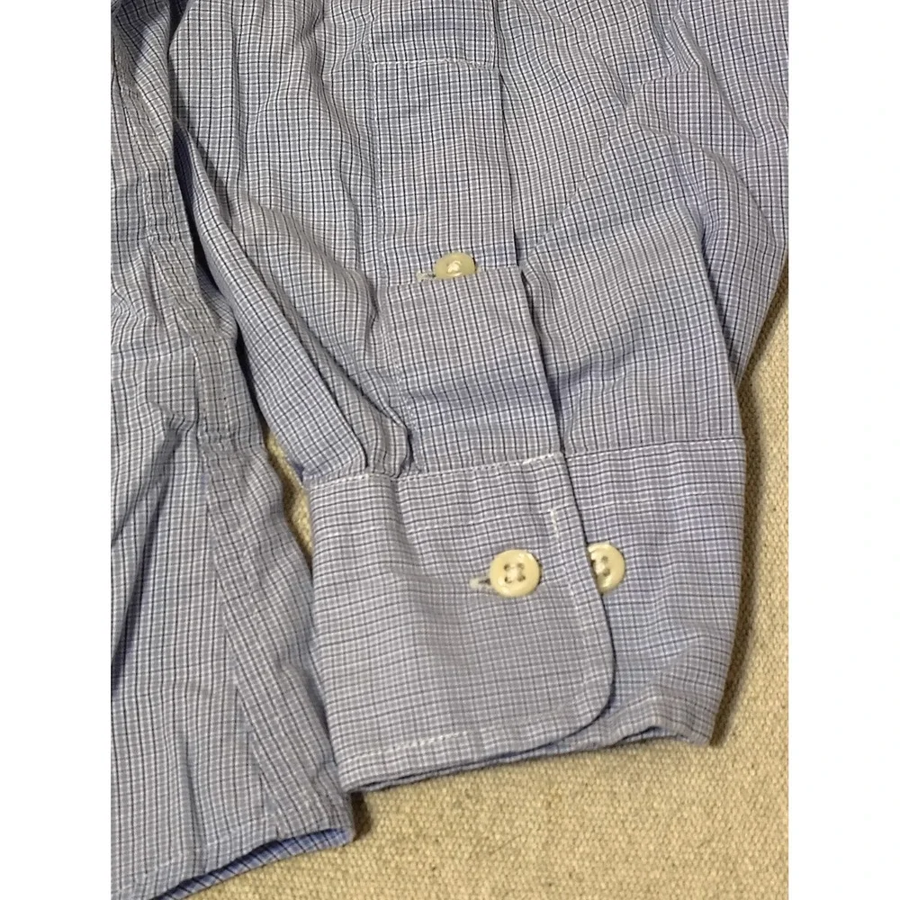 Lauren Ralph Lauren Mens Dress Shirt Blue Gingham Check Cotton Size 17‎ 32/33 11